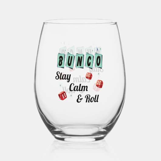 Funny Bunco Dice Friend Stemless Wine Glass ステムなしワイングラス (正面)