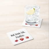 Funny Bunco Player Dice スクエアペーパーコースター (インサイチュ)