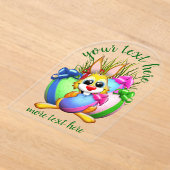 Funny Bunny biting an Easter Egg アクリル招待状 (レイダウン)