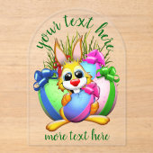 Funny Bunny biting an Easter Egg アクリル招待状 (正面)