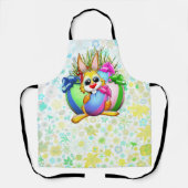Funny Bunny biting an Easter Egg エプロン (正面)