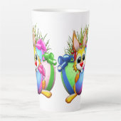 Funny Bunny biting an Easter Egg カフェラテマグ (正面)