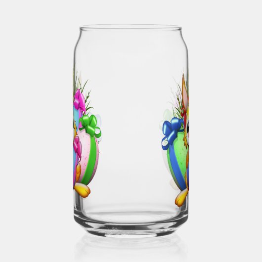 Funny Bunny biting an Easter Egg ガラス缶 (左)