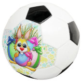Funny Bunny biting an Easter Egg サッカーボール (3/4)