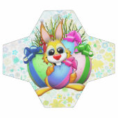 Funny Bunny biting an Easter Egg サッカーボール (フラット)