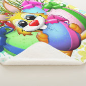 Funny Bunny biting an Easter Egg シェルパブランケット (3/4)