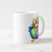 Funny Bunny biting an Easter Egg ジャンボコーヒーマグカップ (正面右)