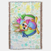 Funny Bunny biting an Easter Egg スローブランケット (正面縦)