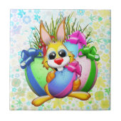 Funny Bunny biting an Easter Egg タイル (正面)