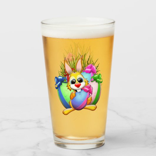 Funny Bunny biting an Easter Egg タンブラーグラス (ドリンク正面)