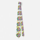 Funny Bunny biting an Easter Egg ネクタイ (正面)