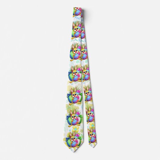 Funny Bunny biting an Easter Egg ネクタイ (正面)