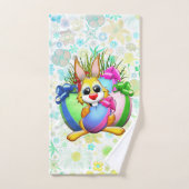 Funny Bunny biting an Easter Egg バスタオルセット (ハンドタオル)