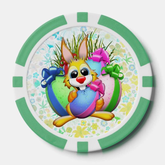 Funny Bunny biting an Easter Egg ポーカーチップ (正面)
