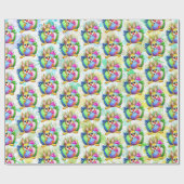 Funny Bunny biting an Easter Egg ラッピングペーパー (フラット)