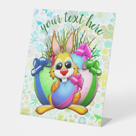 Funny Bunny biting an Easter Egg 台座サイン (正面)