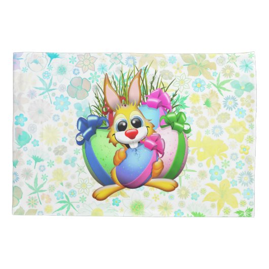 Funny Bunny biting an Easter Egg 枕カバー (裏面)