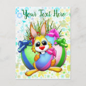 Funny Bunny biting an Easter Egg 案内ポストカード (正面)