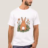 Funny Bunny Butt Easter Garden Illustration Tシャツ (正面)