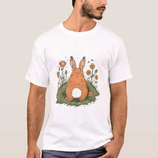 Funny Bunny Butt Easter Garden Illustration Tシャツ