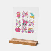 Funny Bunny Coquette Bow Rabbit Teacher Easter Ret アクリルサイン (傾斜)