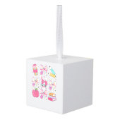 Funny Bunny Coquette Bow Rabbit Teacher Easter Ret キューブオーナメント (裏面アングル)