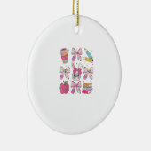 Funny Bunny Coquette Bow Rabbit Teacher Easter Ret セラミックオーナメント (右)