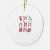 Funny Bunny Coquette Bow Rabbit Teacher Easter Ret セラミックオーナメント (左)
