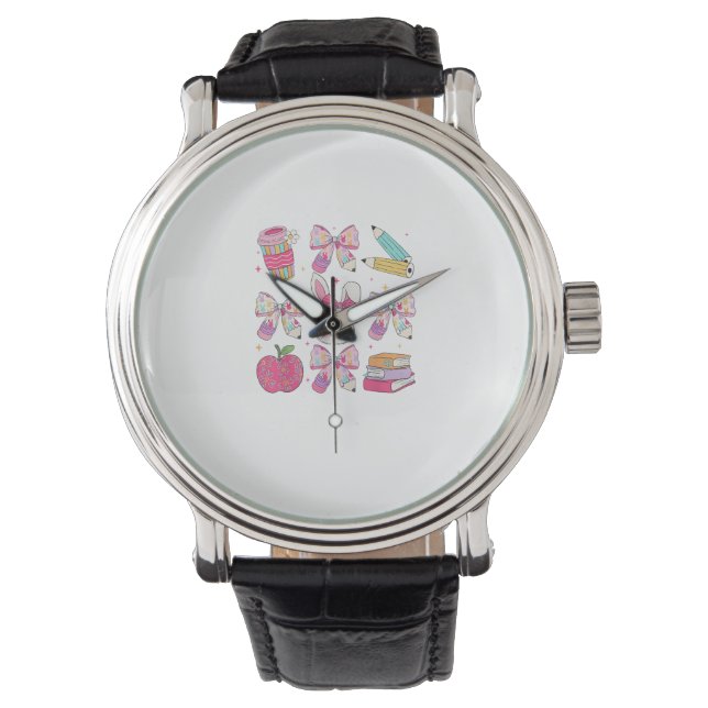 Funny Bunny Coquette Bow Rabbit Teacher Easter Ret 腕時計 (正面)