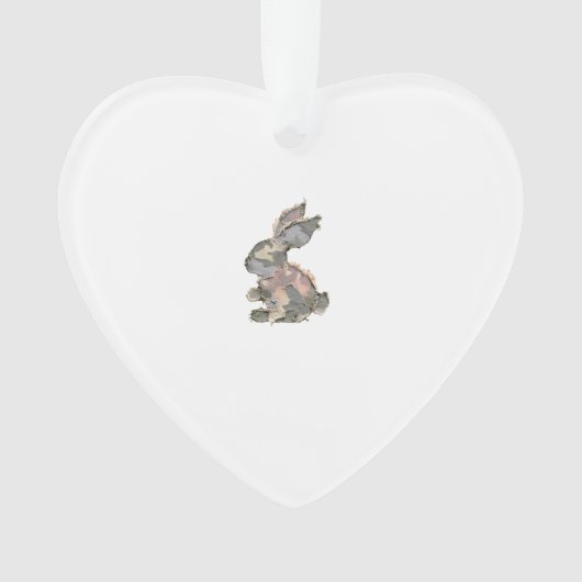 Funny Bunny Crochet Patchwork Camo Rabbit Happy Ea オーナメント (正面)