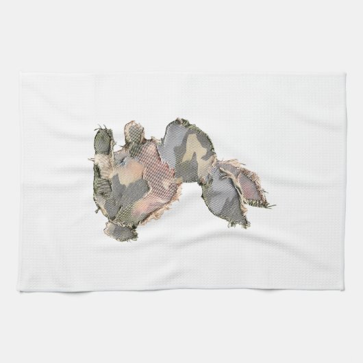 Funny Bunny Crochet Patchwork Camo Rabbit Happy Ea キッチンタオル (横)