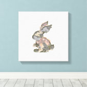 Funny Bunny Crochet Patchwork Camo Rabbit Happy Ea キャンバスプリント (インサイチュ (ウッドフロア))