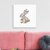 Funny Bunny Crochet Patchwork Camo Rabbit Happy Ea キャンバスプリント (インサイチュ (リビング))