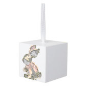 Funny Bunny Crochet Patchwork Camo Rabbit Happy Ea キューブオーナメント (裏面アングル)