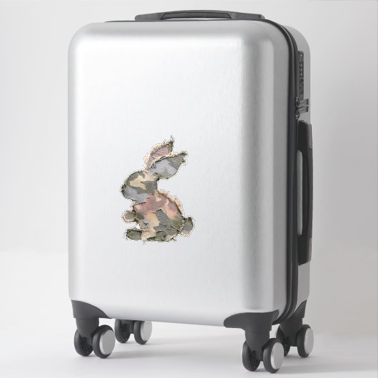 Funny Bunny Crochet Patchwork Camo Rabbit Happy Ea シール (スーツケース)