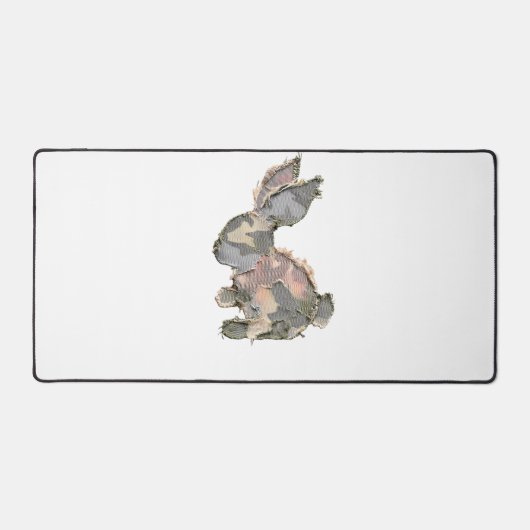 Funny Bunny Crochet Patchwork Camo Rabbit Happy Ea デスクマット (正面)