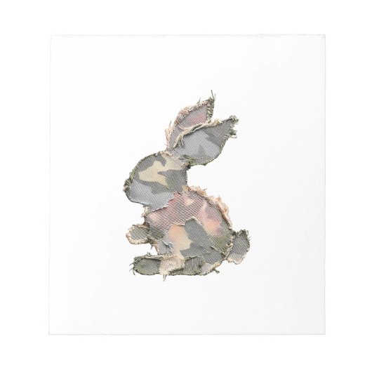 Funny Bunny Crochet Patchwork Camo Rabbit Happy Ea ノートパッド (正面)
