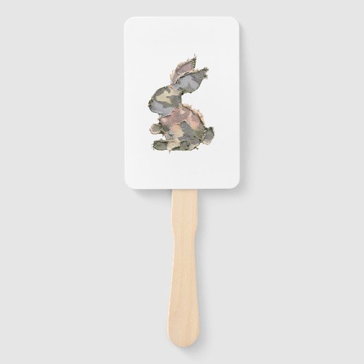 Funny Bunny Crochet Patchwork Camo Rabbit Happy Ea ハンドファン (正面)
