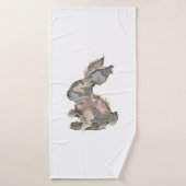Funny Bunny Crochet Patchwork Camo Rabbit Happy Ea バスタオル (バスタオル)