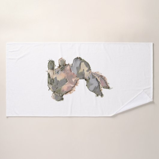 Funny Bunny Crochet Patchwork Camo Rabbit Happy Ea バスタオル (バスタオル)