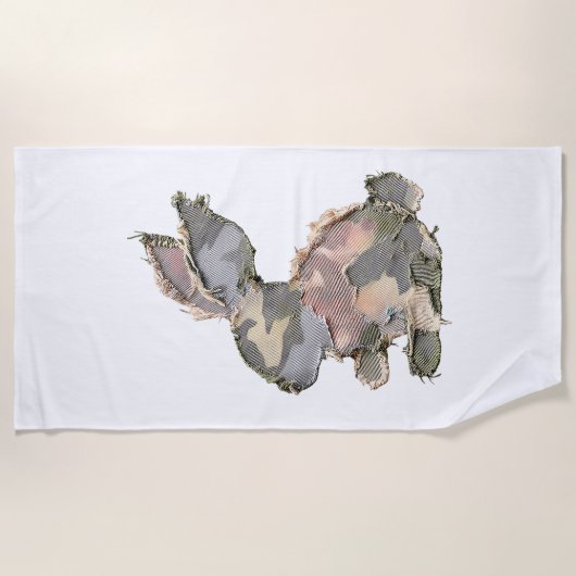 Funny Bunny Crochet Patchwork Camo Rabbit Happy Ea ビーチタオル (正面)