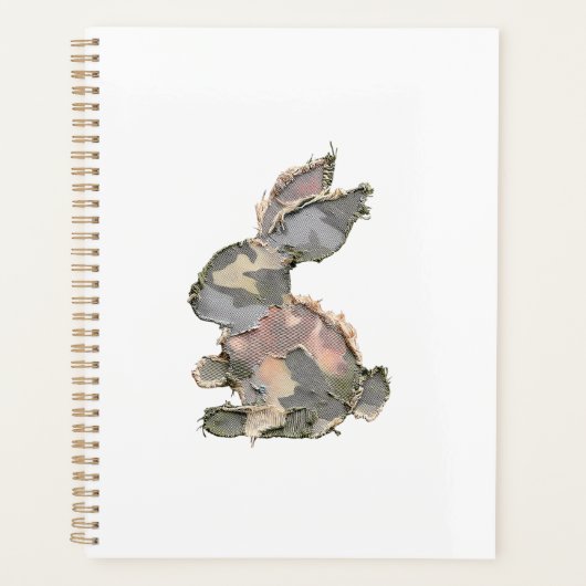 Funny Bunny Crochet Patchwork Camo Rabbit Happy Ea プランナー手帳 (正面)