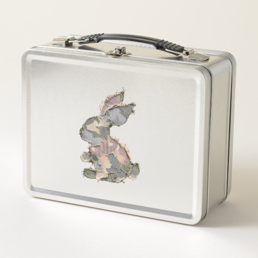 Funny Bunny Crochet Patchwork Camo Rabbit Happy Ea メタルランチボックス (正面)