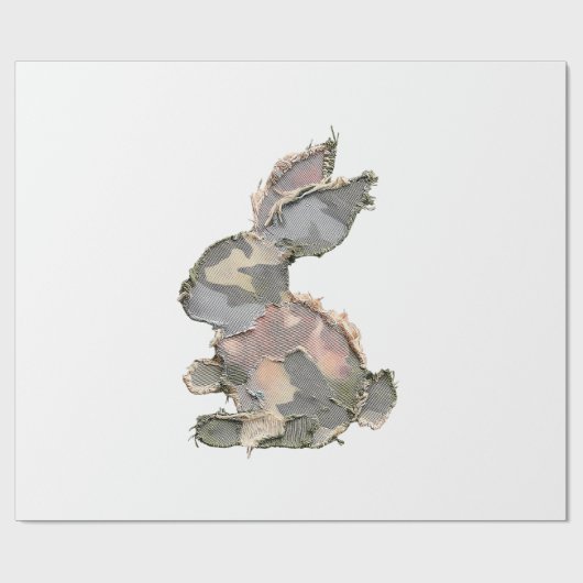 Funny Bunny Crochet Patchwork Camo Rabbit Happy Ea ラッピングペーパー (フラット)