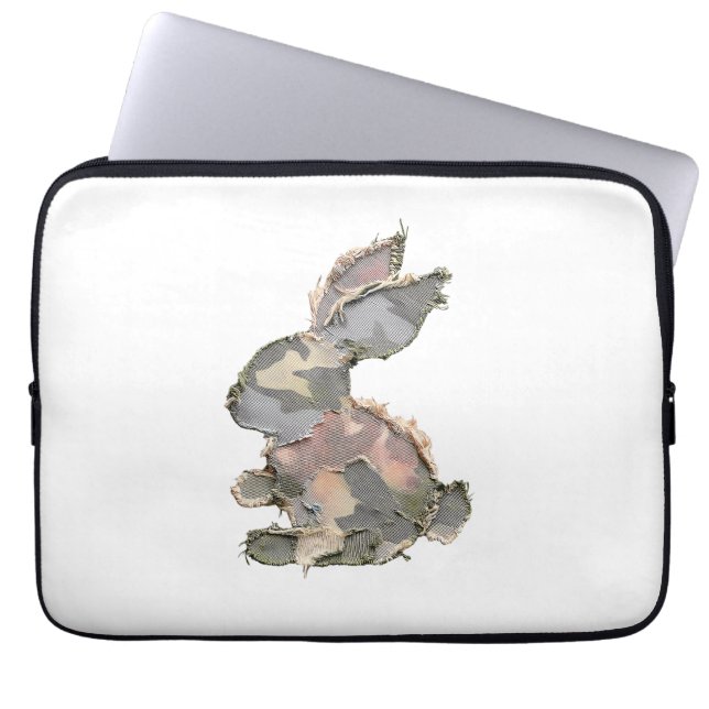 Funny Bunny Crochet Patchwork Camo Rabbit Happy Ea ラップトップスリーブ (正面)