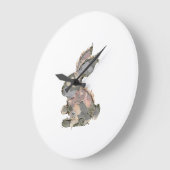 Funny Bunny Crochet Patchwork Camo Rabbit Happy Ea ラージ壁時計 (傾斜)
