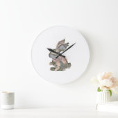 Funny Bunny Crochet Patchwork Camo Rabbit Happy Ea ラージ壁時計 (ホーム)