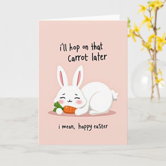 Funny Bunny Easter Day Card カード (黄色い花)