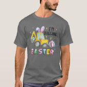 Funny Bunny Excavator Easter Egg Kid Boys Easter Tシャツ (正面)