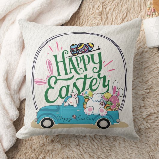 Funny Bunny Happy Easter Day クッション (ブランケット)